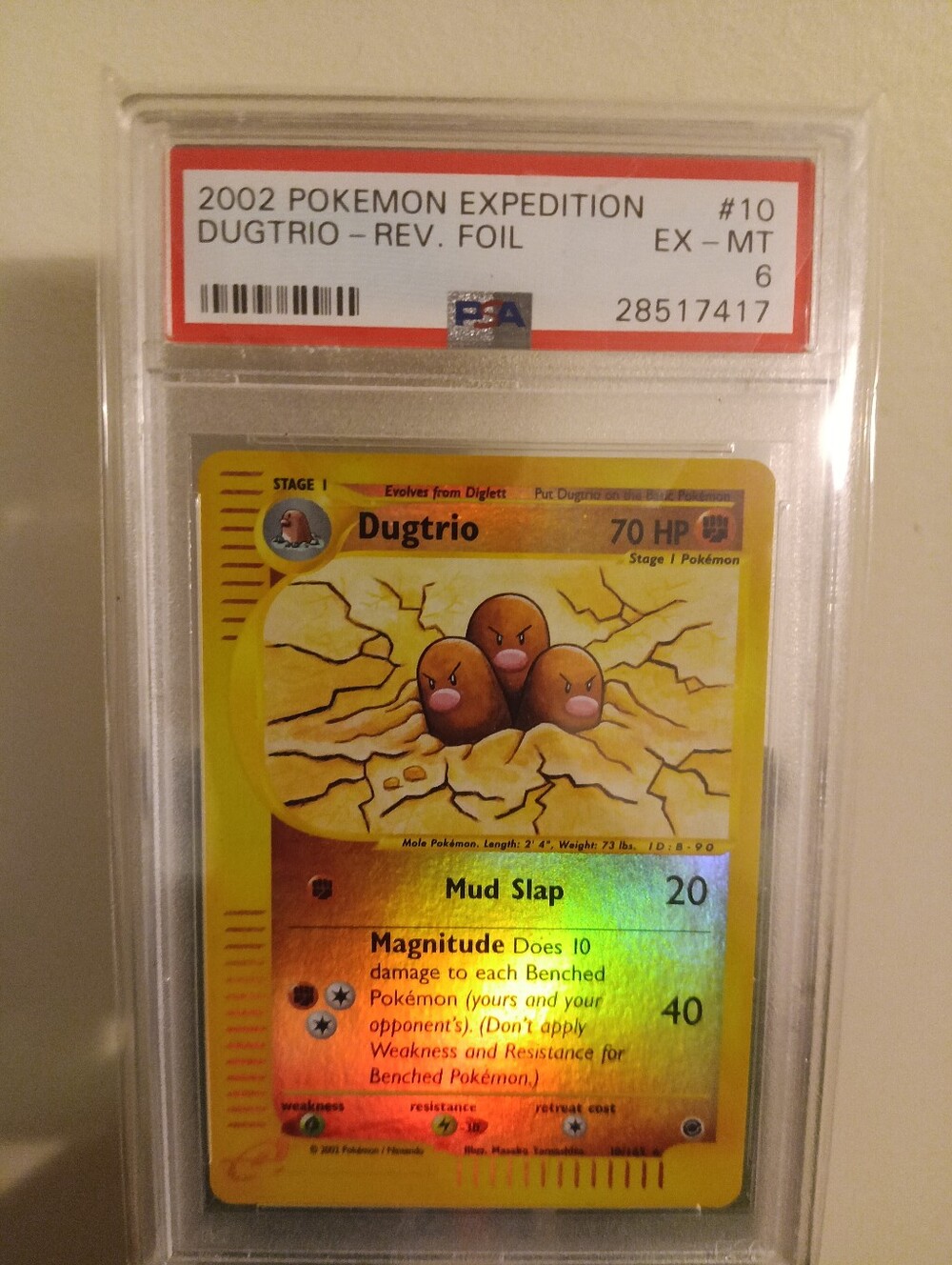 2002 POKEMON EXPEDITION #10 DUGTRIO-REV. FOIL PSA 6